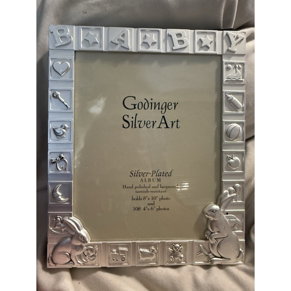 BEAUTIFUL GODINGER SILVER ART SILVER PLATES BABY PHOTO ALBUM! 12 x 10 LN